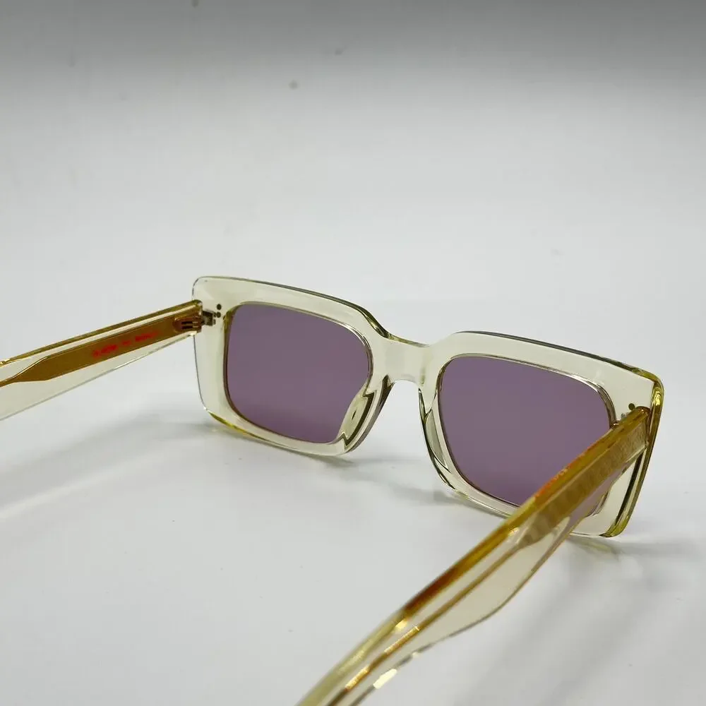 Garrett Leight Sunglasses GL3030 PG Pure Glass Rectangle Frame Plum Lens